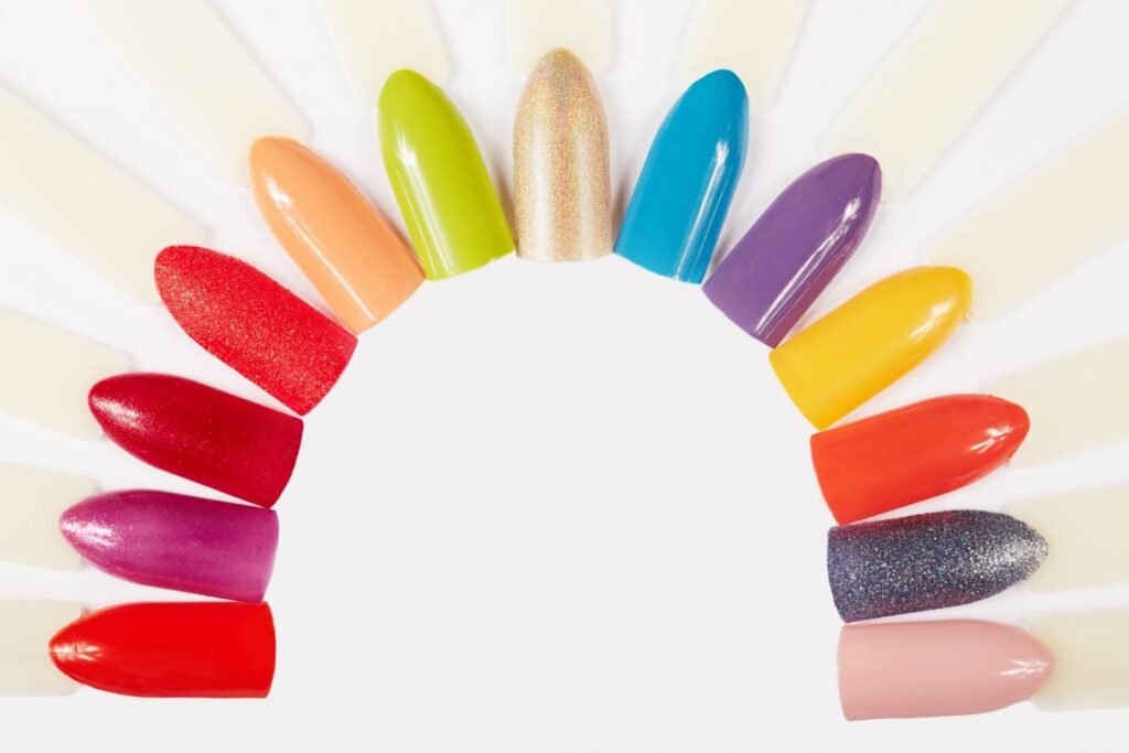 Colorful nail polish samples